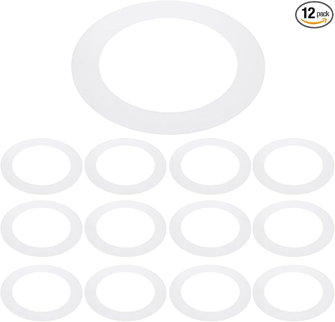 PATIKIL 4.5" ID 6.3" OD Plastic Trim Ring, 12 Pcs Ceiling Light Goof Rings Matte Circular Light Cover Lighting Fixture for Ceiling Wall Recessed Can Downlights, Translucent Matte White by PATIKIL