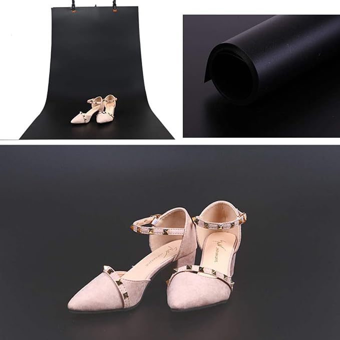 Meking Black PVC Photography Backdrop Matte & Reflective PVC Background | 24x51inches (60x130cm) Dual Side Vinyl Photo Backdrop for Product Video Photography Studio - Image 3