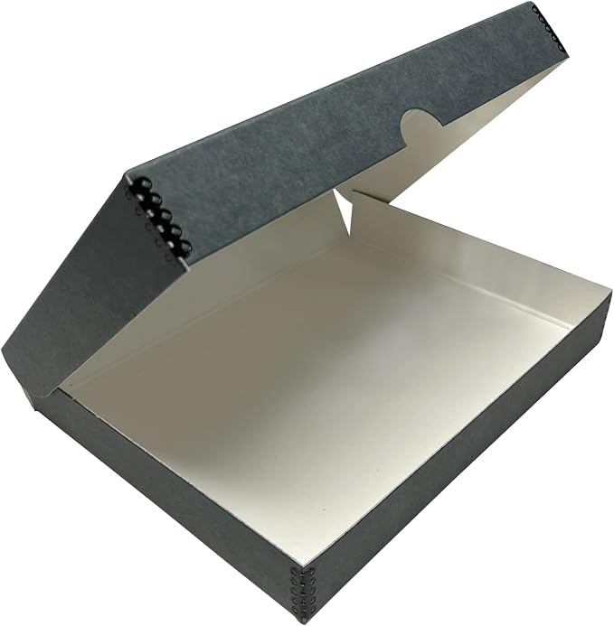 Lineco Clamshell Archival Storage Box, 9.5x12.5x1.75 Inch, Gray | Acid-Free with Metal Edge Boxboard, Organize and Store Photos Documents Cards Negatives Magazine Prints Family Records DIY by Lineco
