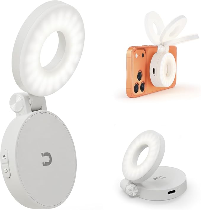 KraftGeek Magnetic Selfie Light for iPhone, Portable Ring Light for Phone | Rechargeable Phone Ring Light, Pocket Sized, 40 LEDs, Mini Cell Phone Selfie Light for Video Recording, Vlogging & Travel by KraftGeek