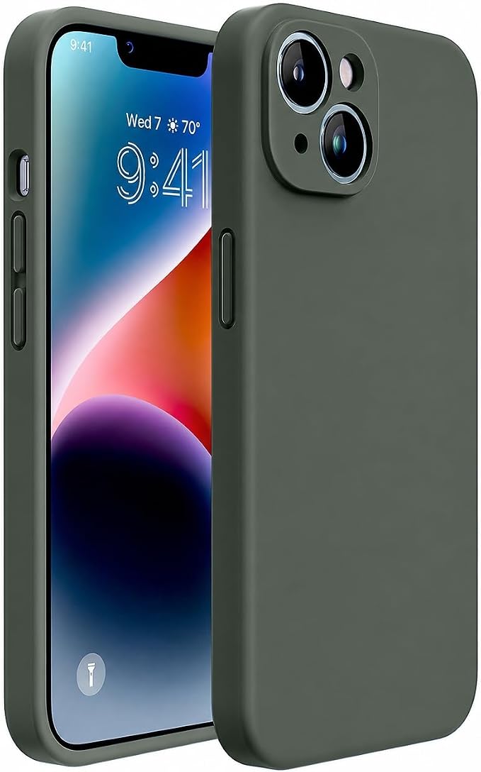 Miracase Silicone for iPhone 14 Case, Dark Green | Soft Anti-Scratch Microfiber Lining, Premium Silicone Cover Shockproof Drop Protection Phone Case for 14 by Miracase