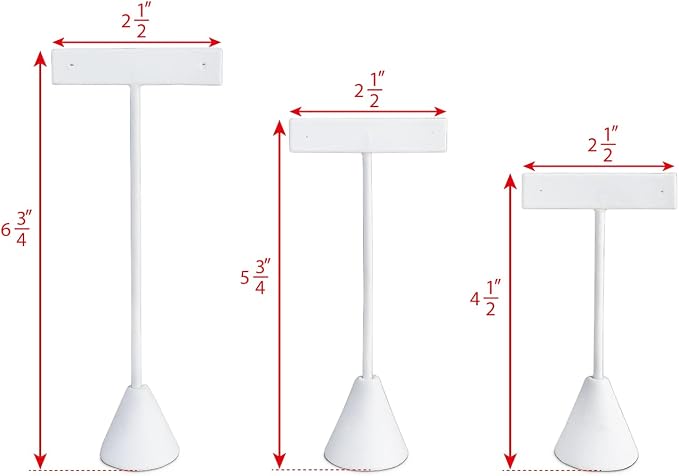 Ikee Design 6Pcs Set Earring Stand Display 3 Different Heights,black Velvet | MULTI-HEIGHT EARRING DISPLAY: White faux leather with a stable metal base for various earring sizes; 2.5"W x 5.5"H. - Image 2