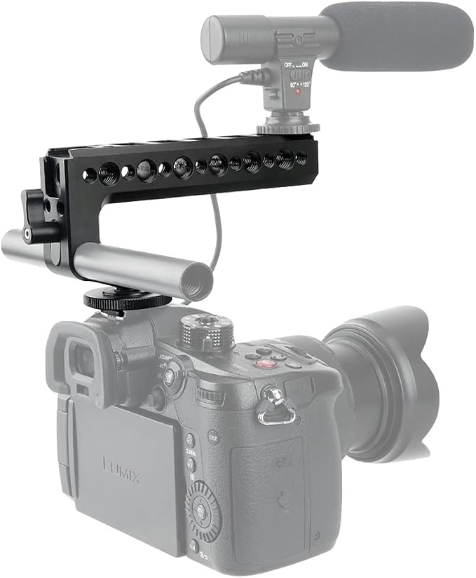 NICEYRIG Camera Top Handle Grip Hot Shoe with 15mm Rod Clamp Cold Shoe- 192 | DSLR Camera Handgrip Applicable for Panasonic Lumix GH5/G9/G95/G85, Sony A6600/A6100/A6400/A6500 - Image 7