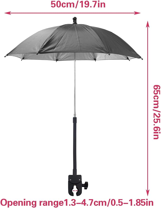 20'' Umbrella Chair Clamp for Cameras, Tripod Sun Shade Umbrella (Black) | Flexible Adjustable Gooseneck Camera Rain Cover for Outdoor Photographing, Filming, Live Streaming - Image 2