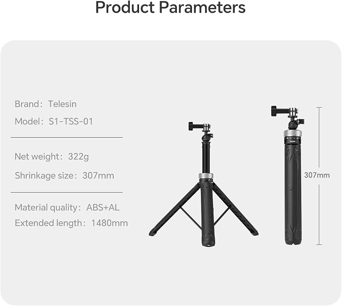 TELESIN 59in Long Selfie Stick Tripod for GoPro DJI Insta360 Action Camera | 360° Ball Head Extension Pole for GoPro Max Hero 13 12 Insta360 X5 X4 Ace Pro DJI OSMO Namo 360 Action 6 5 4 Pocket 4 3 Xtra - Image 6