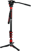 IFOOTAGE Cobra 3 C180F-P+K5S Carbon Fiber Video Monopod 71" | Fluid Head Travel Monopod Kit for Canon Nikon Sony Olympus Panasonic DSLR Camera, Payload 17.64lbs/8KG by IFOOTAGE