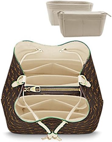 LEXSION Organizer,Bag Organizer,Insert purse organizer with 2 packs in one set fit NeoNoe Noé Series perfectly Beige by LEXSION