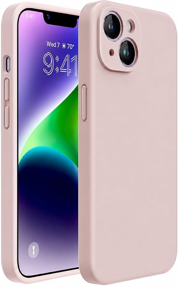 Miracase Silicone for iPhone 14 Case, Sand Pink | Soft Anti-Scratch Microfiber Lining, Premium Silicone Cover Shockproof Drop Protection Phone Case for 14 by Miracase