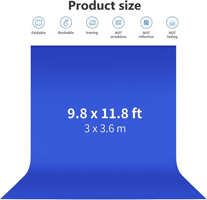 NEEWER 10 x 12FT / 3 x 3.6M PRO Photo Studio premium polyester Collapsible Backdrop Background for Photography, Video and Television (Backdrop Only) - Blue - Image 2