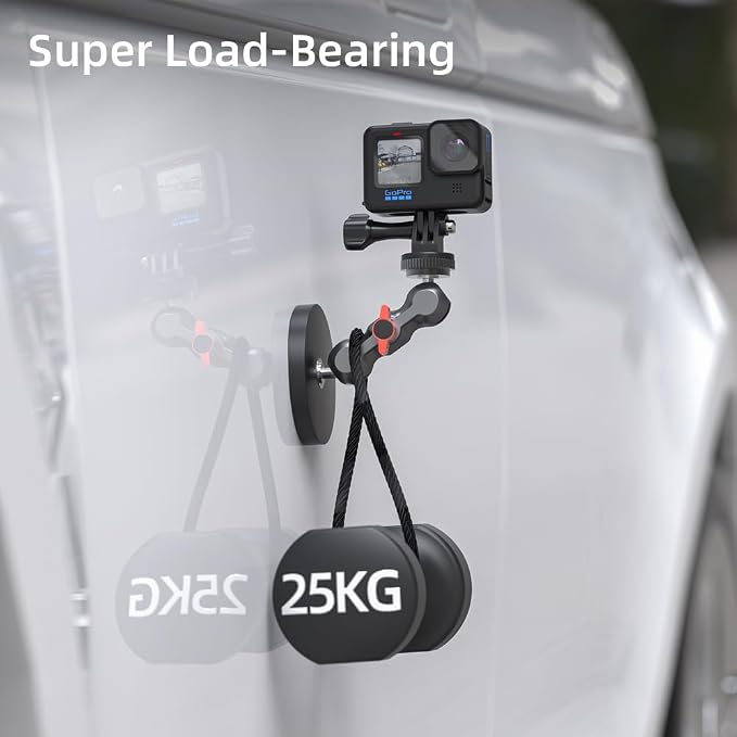 Magnetic Camera Mount, Magnetic Camera Car Mount with 2 Ball Head Attach to All Metal Surfaces Compatible with GoPro Hero 13/12/11, DJI Osmo 360, Action 6/5 Pro/4, Insta 360 X5/X4, AKASO nd More - Image 3