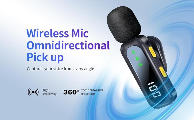 Wireless Lavalier Microphone with Magnetic Clip & LED Display, Mini Lapel Mic，Wireless Microphone for iPhone,Android, iPad, for Video Recording, Streaming, Interview, Vlog,Tiktok,YouTube - Image 2