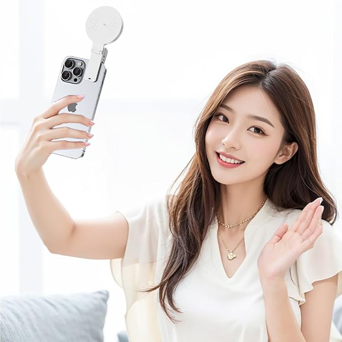 Phone Light, Clip-On Selfie Light with Mirror, Adjusted 3 Lighting Modes, 2 Level Light Brightness, Portable Ring Light for Makeup, Selfie, Video Conference, TikTok, Vlog - Image 3