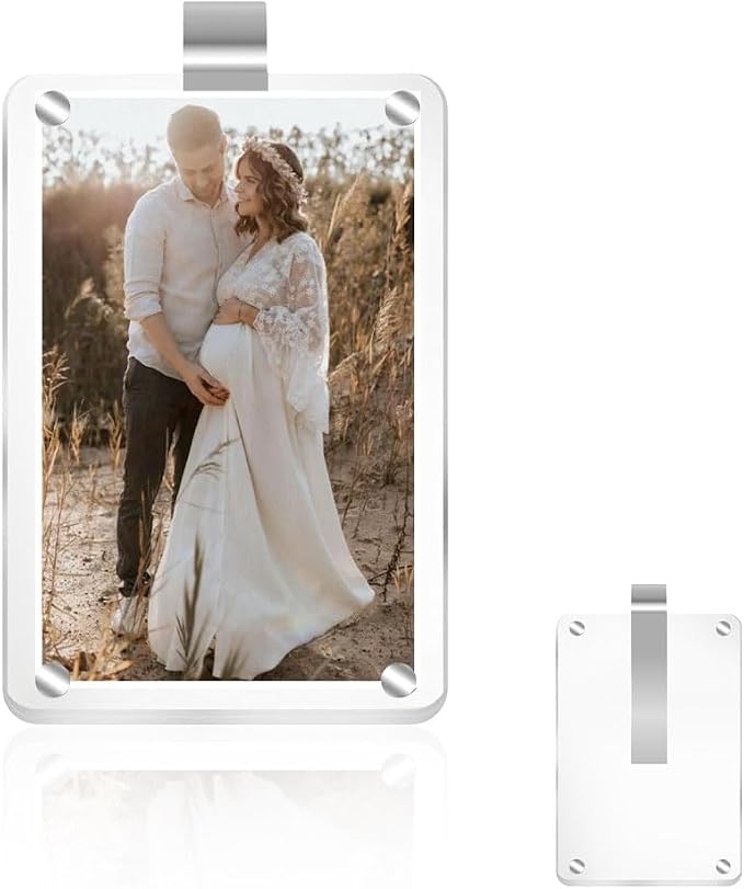 Car Photo Holder for Sun Visor, Acrylic Magnetic Visor Photo Clip for Car, Personalized Sunshade Photo Frame Easy Insert Photo Display Vertical Horizontal Memorial Photos by Unknown