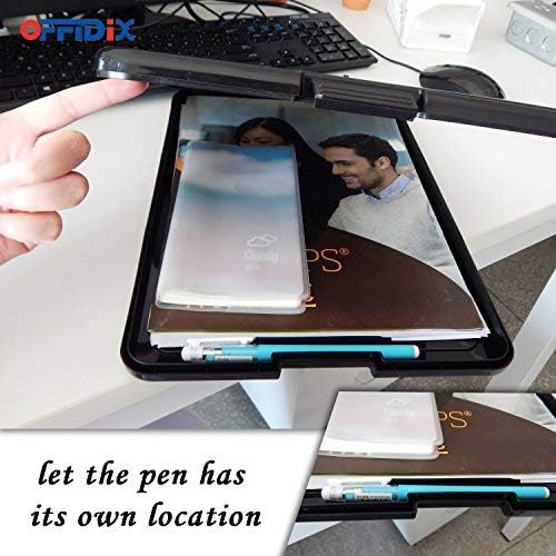 OFFIDIX Clipboard Storage Box,Plastic Paper Holder Storage Clip Board Ideal for School,Letter Size Slim-Case Home and Office Use Memo Clipboard,Black - Image 4