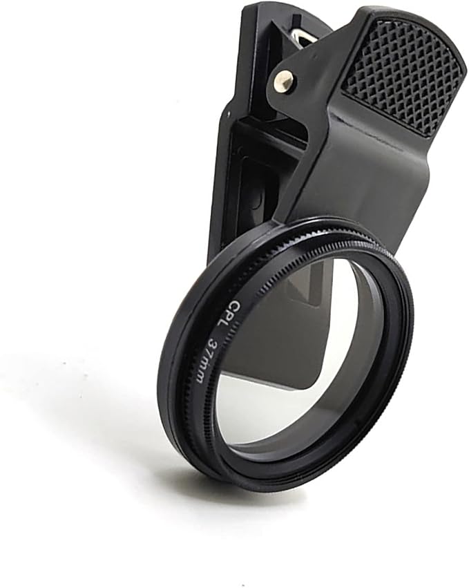37mm CPL Mobile Cell Smart Phone Camera Professional Lens Circular Universal Polarizer Filter with Clip Reflect Light Removal for 14 13 12 11 Black - Image 2