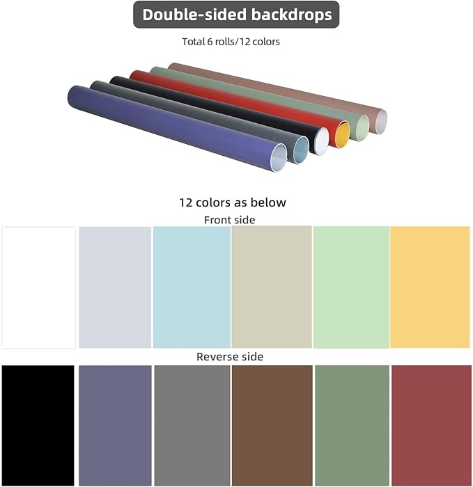Yoocheese Photo Backdrop for Product Photography, 22x34 in Small Product Background with Tabletop T-Shape Stand, 6Pcs/12 Colors for Flat Lay, Food, Jewelry, Cosmetics Photography - Image 4