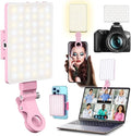 60 LED Portable Selfie Light Video Conference Lighting with Clip & Camera Tripod Adapter Rechargeable 2000mAh CRI 97+, 3 Light Modes for Phone iPhone Webcam Laptop Photo Makeup (Pastel Pink) by Unknown