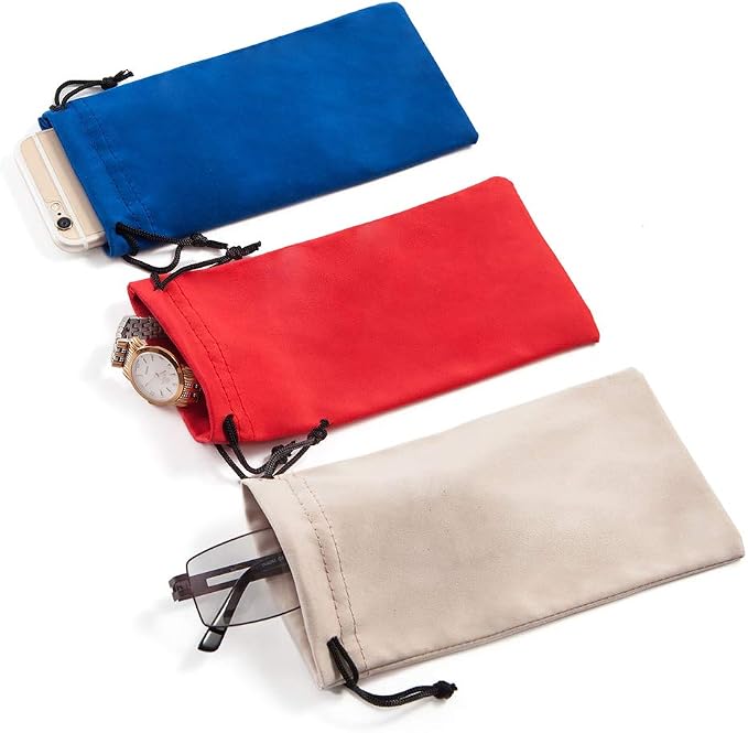 TRIUMPH VISION Glasses Case Soft Eyeglass Case Sunglass Pouch Cloth 3 Pack | Thick Microfiber Pouch Drawstring Pouch Eye Glass Bag Sunglasses Sleeve Storage, Lens Protection Cover,Cleaning Lens Screen - Image 7