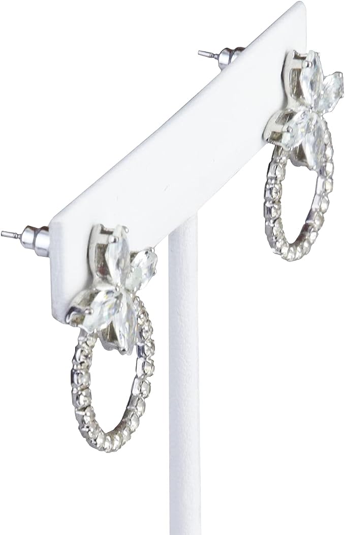 Ikee Design 6Pcs Set Earring Stand Display 3 Different Heights,black Velvet | MULTI-HEIGHT EARRING DISPLAY: White faux leather with a stable metal base for various earring sizes; 2.5"W x 5.5"H. - Image 5