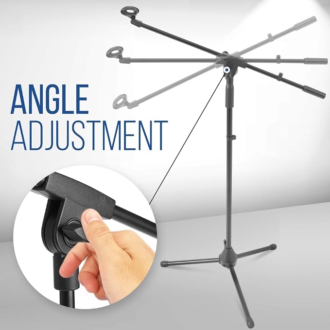 Pyle Foldable Tripod Microphone Stand - Universal Mic Mount and Height Adjustable from 37.5'' to 65.0'' Inch High w/ Extending Telescoping Boom Arm Up to 28.0'' - Knob Tension Lock Mechanism PMKS3 - Image 5