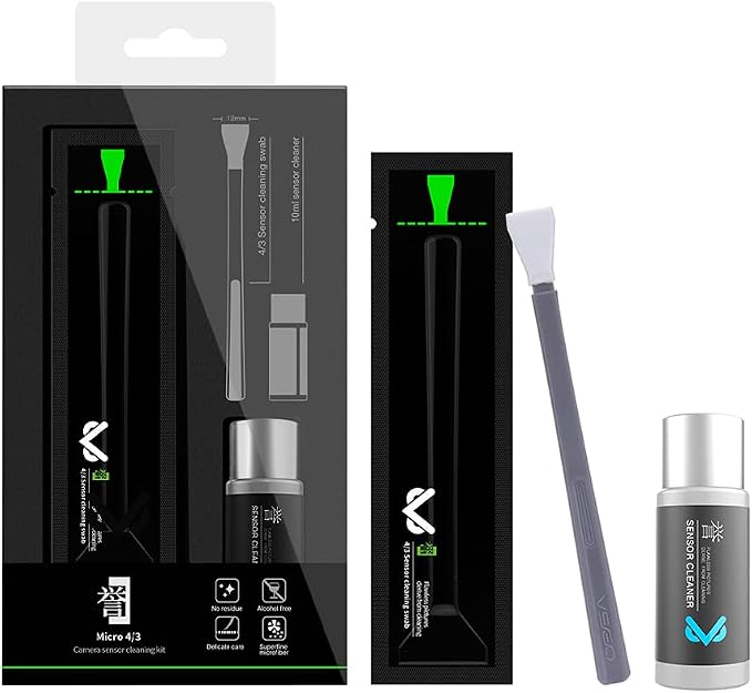 VSGO Micro 4/3 Digital Camera Sensor Cleaning Kit VS-S01-6 | for Nikon Sony Canon CCD CMOS Cleaning, 6 Pcs 12mm Sensor Cleaning Swabs, 10ml Sensor Cleaner by VSGO
