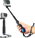 Selfie Stick Extendable Hand Grip Handheld Monopod Aluminum Telescopic Pole (7-19 inch) Compatible with GoPro Hero 11 10 9 8 7 6 5 4 3+ 3 Session SJ4000 SJ5000 Action Cameras by Alsukeay