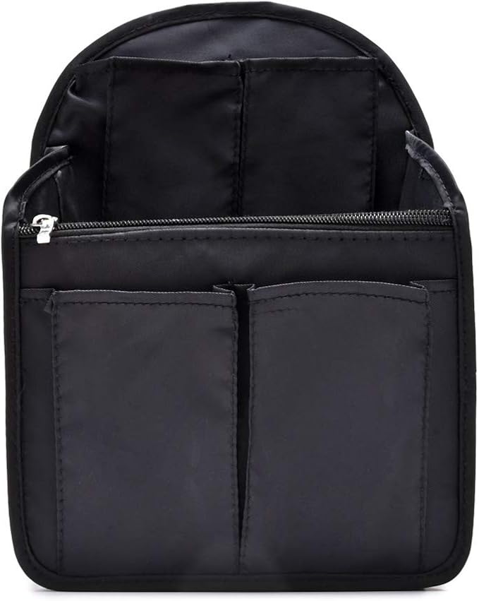HOYOFO Mini Backpack Organizer Insert, Black, 7.7"L x 4.3"W x 10.6"H, Waterproof Nylon, Fits Small Backpacks by HOYOFO