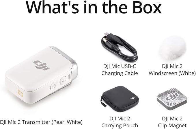DJI Mic 2 Transmitter (Pearl White), Wireless Microphone | Noise Cancelling, 14-Hour Internal Recording, 6-Hour Battery, Magnetic Attachment, Bluetooth Microphone, YouTube, Vlogs - Image 5