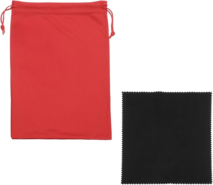 Ski Goggle Bag, Microfiber Bag with Cleaning Cloth Drawstring Pouch Soft Storage Sleeve Case Protection 1 Pcs & Red-Fitting for (Snow Swimming Goggle/Sunglasses/Camera) by YELARXI