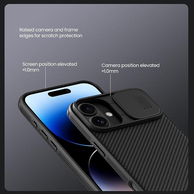 Mangix for iPhone 16 Case with Camera Cover,Slim Fit Thin Polycarbonate Protective Shockproof Cover with Slide Camera Cover, Upgraded Case for Phone 16 Black - Image 4