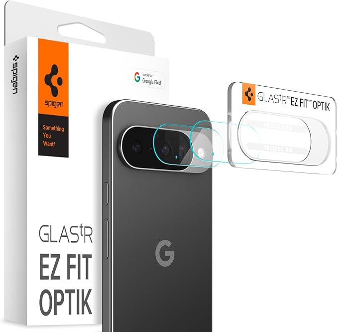 Spigen Glas.tR EZ FIT Optik Camera Lens Protector for Pixel 10 | GlasTR EZ Fit Optik, 9H+ Tempered glass, Scratch resistant, Original photo quality, Auto-align tray, Case-friendly, 2Pack by Unknown