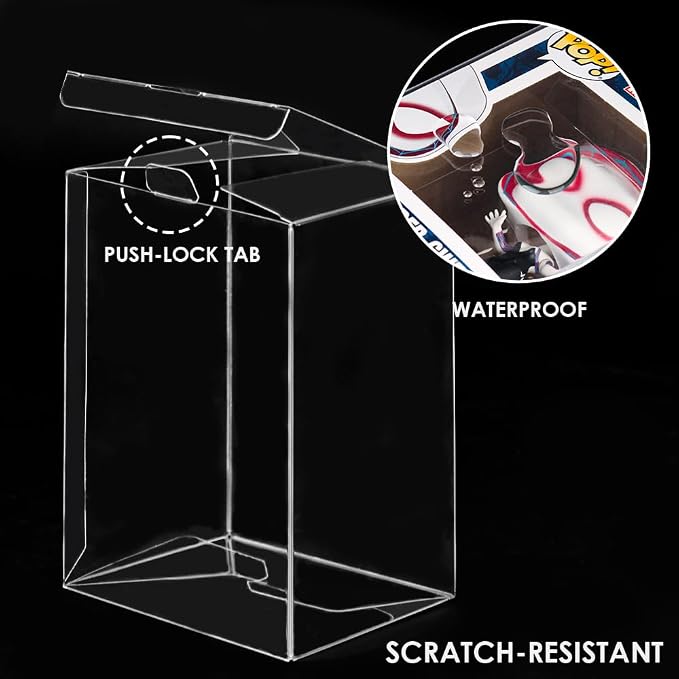 50 Pack Protector Cases for Funko Pop 4" Figures, 0.5mm Ultra Thick | No Film Peeling, Locking-Tab, Bottom Auto-Lock, Crystal Clear PET, Water and Scratch Resistant Display Storage Box - Image 4