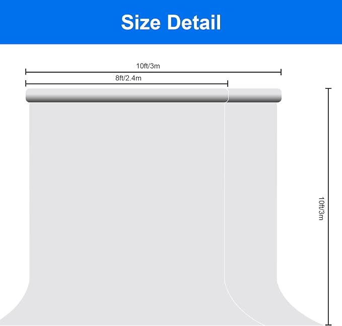 Joccun 10X10FT White Backdrop Background for Photography,Polyester Backdrop Curtain Background Screen for Photography,Photoshoot,Video Recording,Studio(10X10ft,White) - Image 6