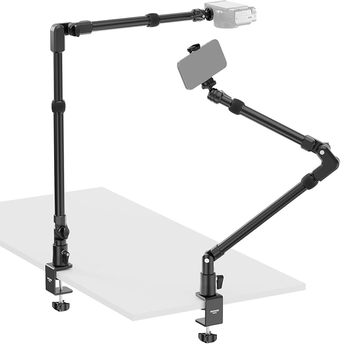 NEEWER 45.5" Overhead Camera Desk Stand, Aluminum 4 Section Magic Mic Boom Arm with C Clamp Mount Holder, for Webcam LED Light Microphone Streaming Zoom Video Recording, Max Load 4.41lb, DS023 by Neewer
