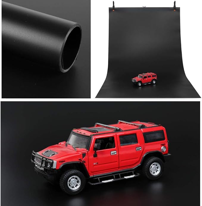 Meking Black PVC Photography Backdrop Matte & Reflective PVC Background | 24x51inches (60x130cm) Dual Side Vinyl Photo Backdrop for Product Video Photography Studio - Image 2