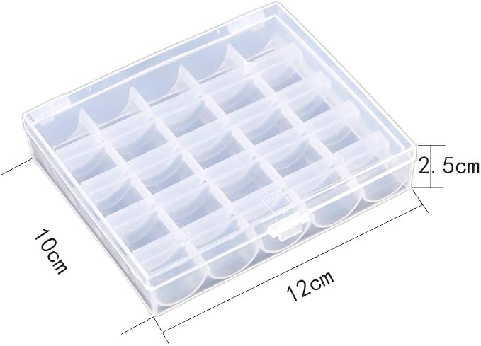 AKIRO 25 Slots Empty Bobbins Spools Box, Sewing Craft Plastic Case Storage Box for Sewing Machine 2 Pack - Image 3