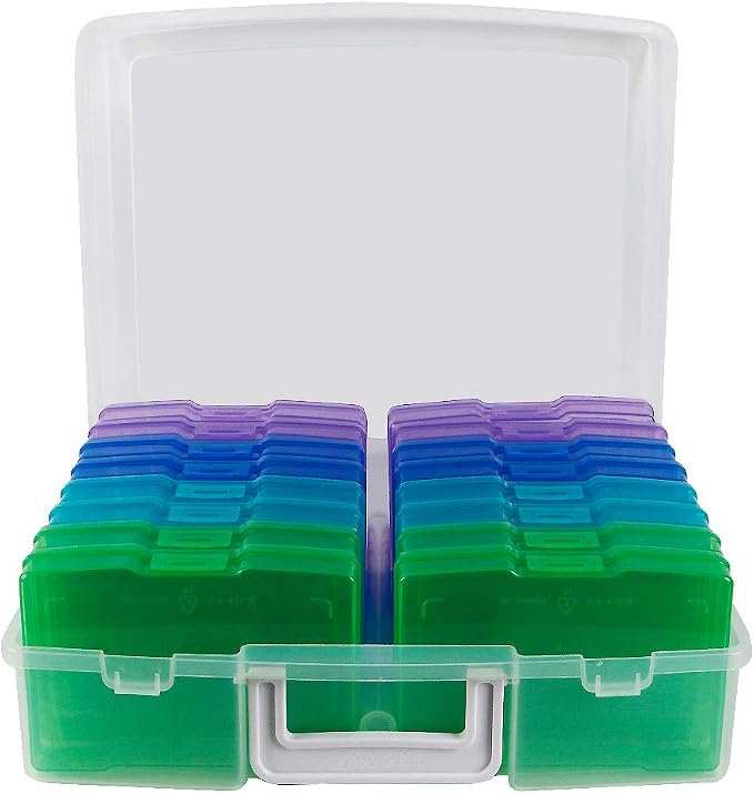 novelinks Photo Storage Box and 16 Inner 4" x 6" Photo Storage Containers | 1Pack Color, Photo Albums 4x6 Pictures, Photo Organizers and Storage, Card Game Storage, Task Boxes for Special Education by novelinks