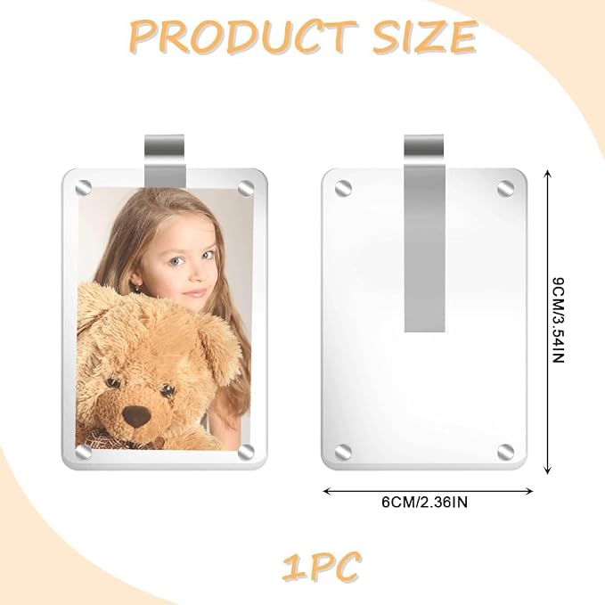 Car Photo Holder for Sun Visor, Acrylic Magnetic Visor Photo Clip for Car, Personalized Sunshade Photo Frame Easy Insert Photo Display Vertical Horizontal Memorial Photos - Image 2