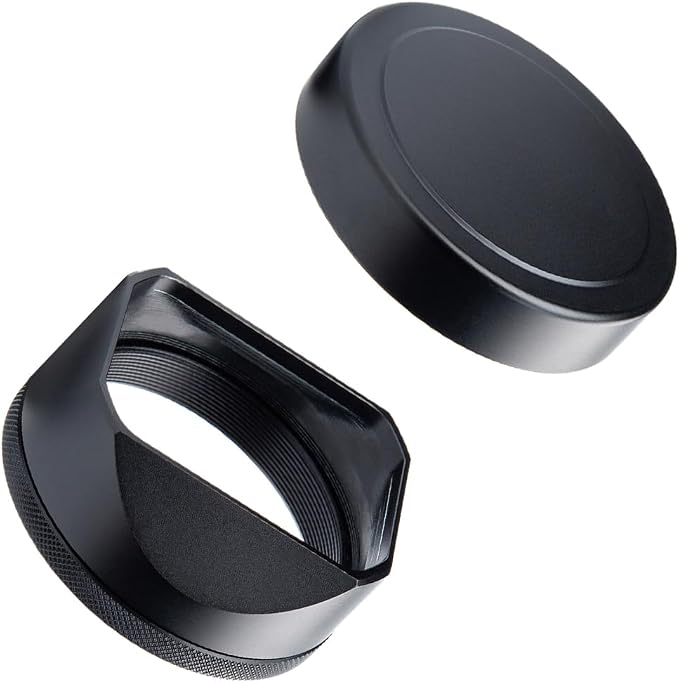 Metal Square Lens Hood (with Cap) with 49mm Adapter Ring for Fujifilm X100V/X100VI Camera Accessories (X100VI-Lens Hood-Black) by DBZZ