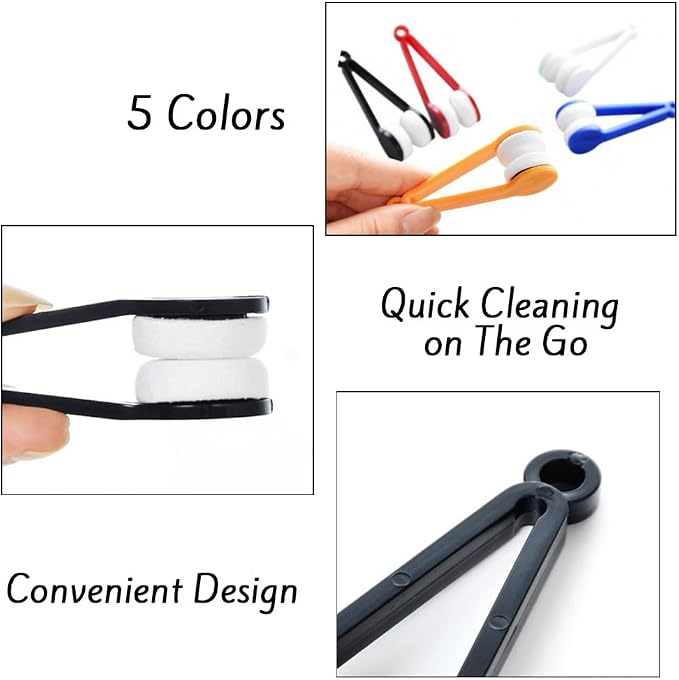 5 PCS Mini Eyeglass Cleaning Tool Kit Portable Spectacles Microfiber Cleaner Soft Brush Clip for Sun Glasses Sunglasses and Lenses - Image 4