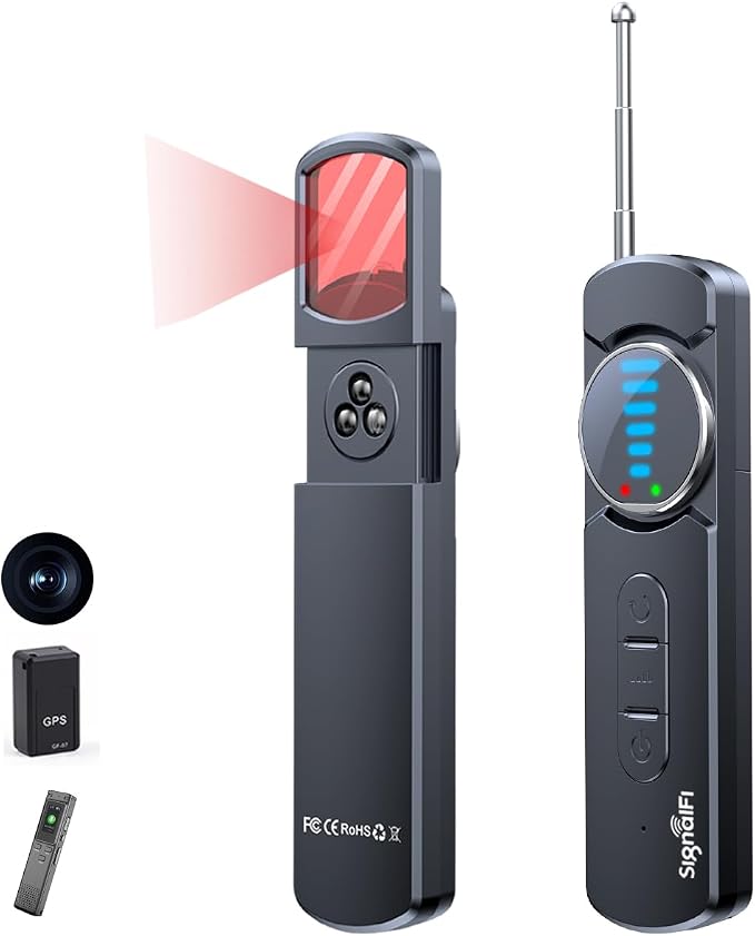 Hidden Camera Detector,Upgraded GPS Tracker Detector With Silent Mode | anti spy detector & Bug Detector Portable Privacy Protector for Travel/Hotel/Car, Spy Camera Finder 6 Modes with LED (Black) by Unknown