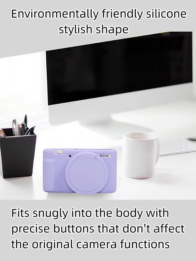 Camera Case for Sony ZV1 Digital Camera.ZV-1 Accessories | Soft Silicone Protective Case Removable Lens Cover,Comes with 2 Screen Protectors and 1 Wrist Strap.(Lilac) - Image 7