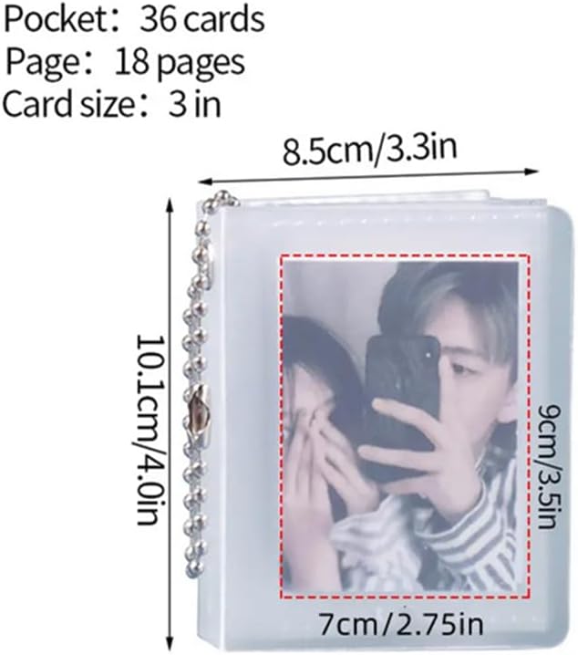 8 pcs 2x3 Mini Photo Album- Photo Book Credit Card Holders with Keychain | 2.5x3.5 Hanging Photocard Holder -Small Photo Ornaments for Tree, Card Cases 18Page - 36 Card Pockets Collection Album Bulk - Image 2