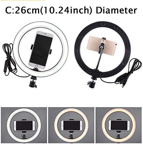 Ring Light OEBLD Dimmable with 3 Light Modes & 10 Brightness Level 360° Rotae LED Ring Fill Lights for Phone Live Stream Makeup YouTube Video Shooting (C(10'' Ring Light with Clip)) - Image 7