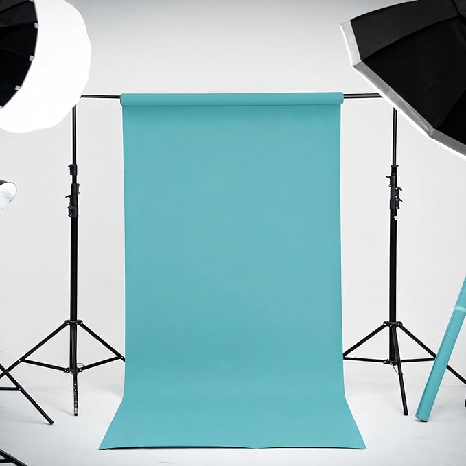 Kate Seamless Paper Backdrop for Photography Solid Blue Backdrop Paper (106.8''x32.8' Lite Blue) - Image 2