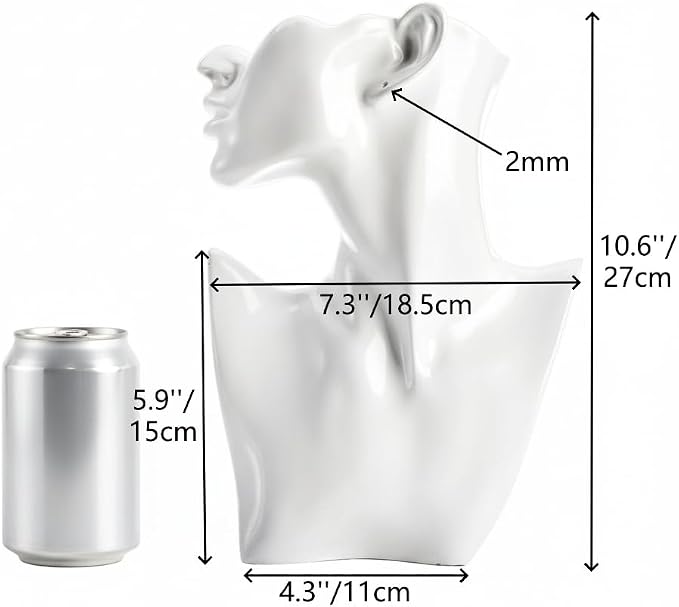 SOUJOY Jewelry Mannequin Display, Resin Display Stand Bust, Boutique Earring Holder Organizer for Show Jewelry, Necklace, Earrings, Rings, White (Pack of 2) - Image 2