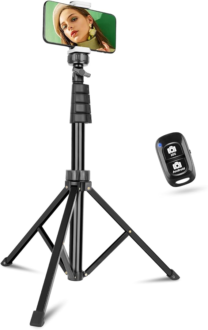 Aureday 67" Phone Tripod, Extendable Cell Phone and Camera Tripod Stand with Wireless Remote & Phone Holder, Aluminum Selfie Stick Tripod by Aureday