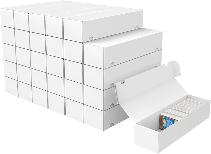 Trading Card Storage Box, 30-Pack 1100 Count White Corrugated Cardboard Box | Bulk Sports Storage Box for TCG/Magic/Mtg Basketball Card, Collectible Trading Cards by XRACV