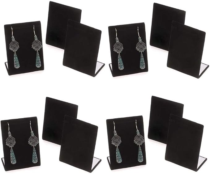 888 Display USA, Inc 12 Pieces Black Velvet Leaning Earring Stands/Jewelry Displays 3.5 Inches Tall (Black Velour, 12) by 888DisplayUSA