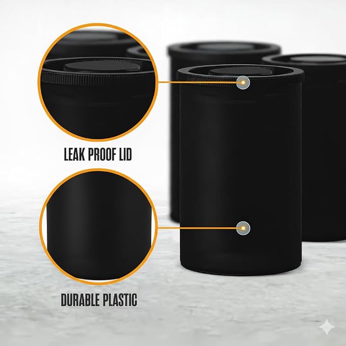 Film Canisters With Caps, Coin Storage, 35mm Case, Black, 8oz, 60 Pack | Houseables Film Canisters, Container With Lids, Cannisters for Rockets, Empty Camera Reel Holder, Bottles, Plastic 2"x1" - Image 2